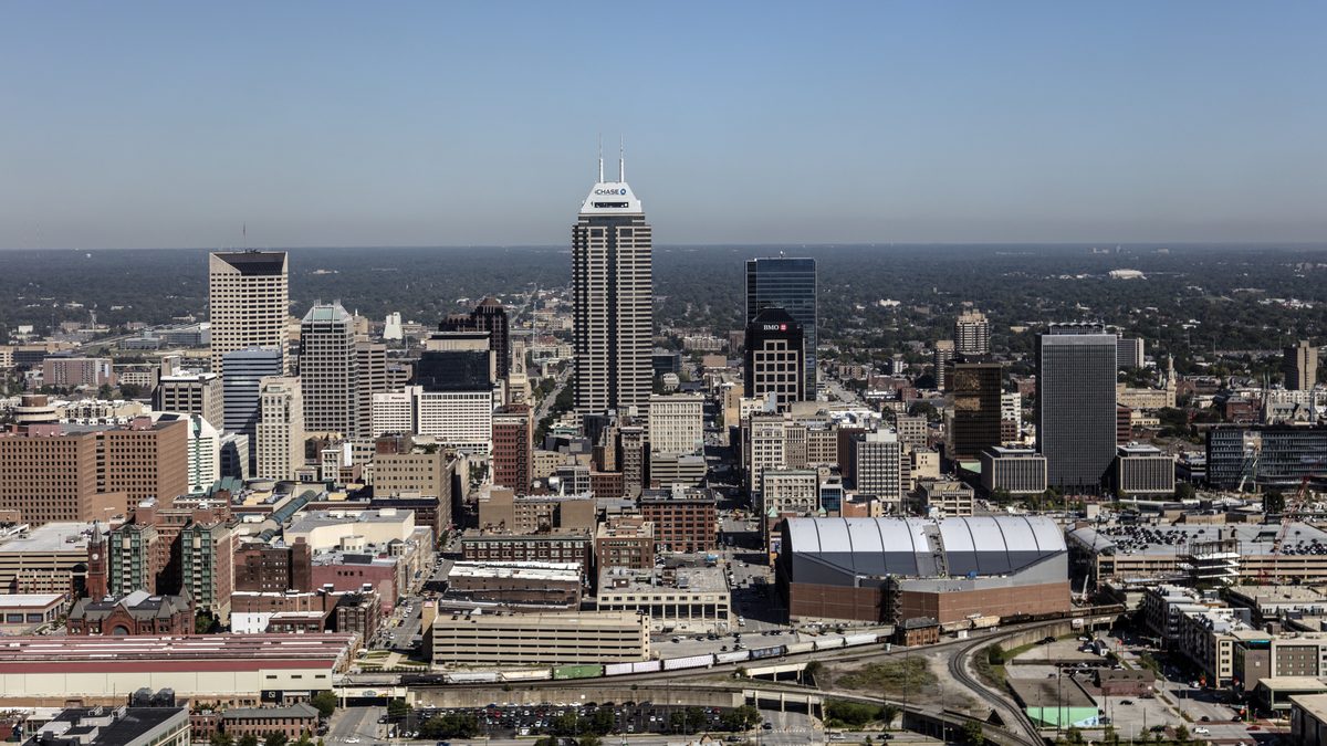 Indianapolis, Indiana downtown skyline aerial view