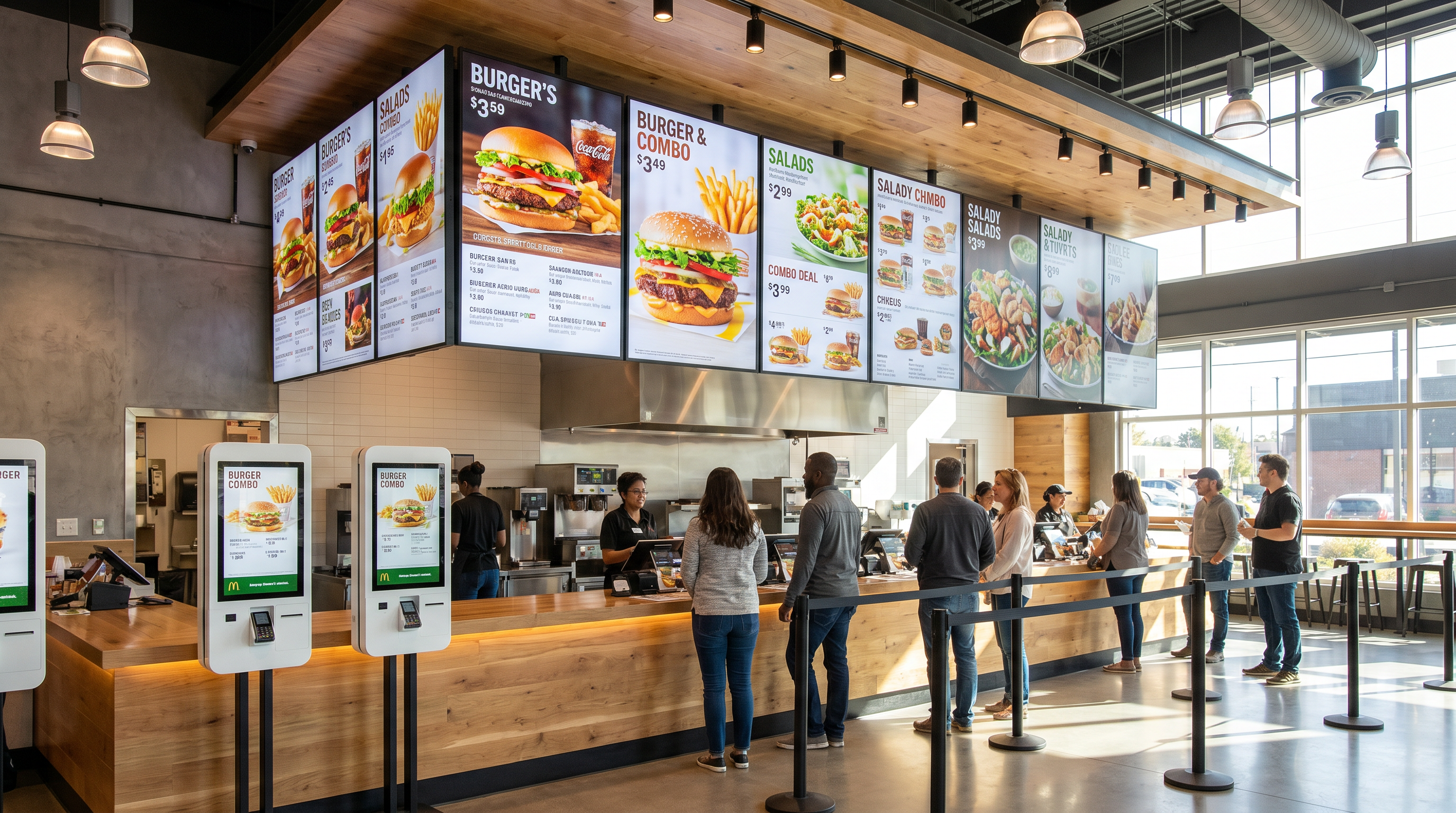 Digital signage for restaurants and QSR — indoor menu boards and drive-thru displays